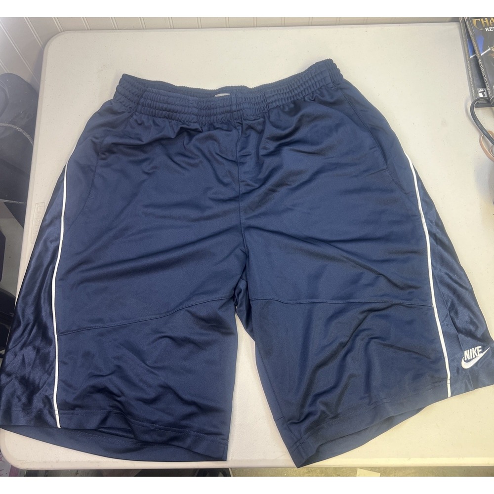 Vintage Y2K‎ Nike Men's Silky Shiny Basketball Shorts Baggy XL Blue Swoosh